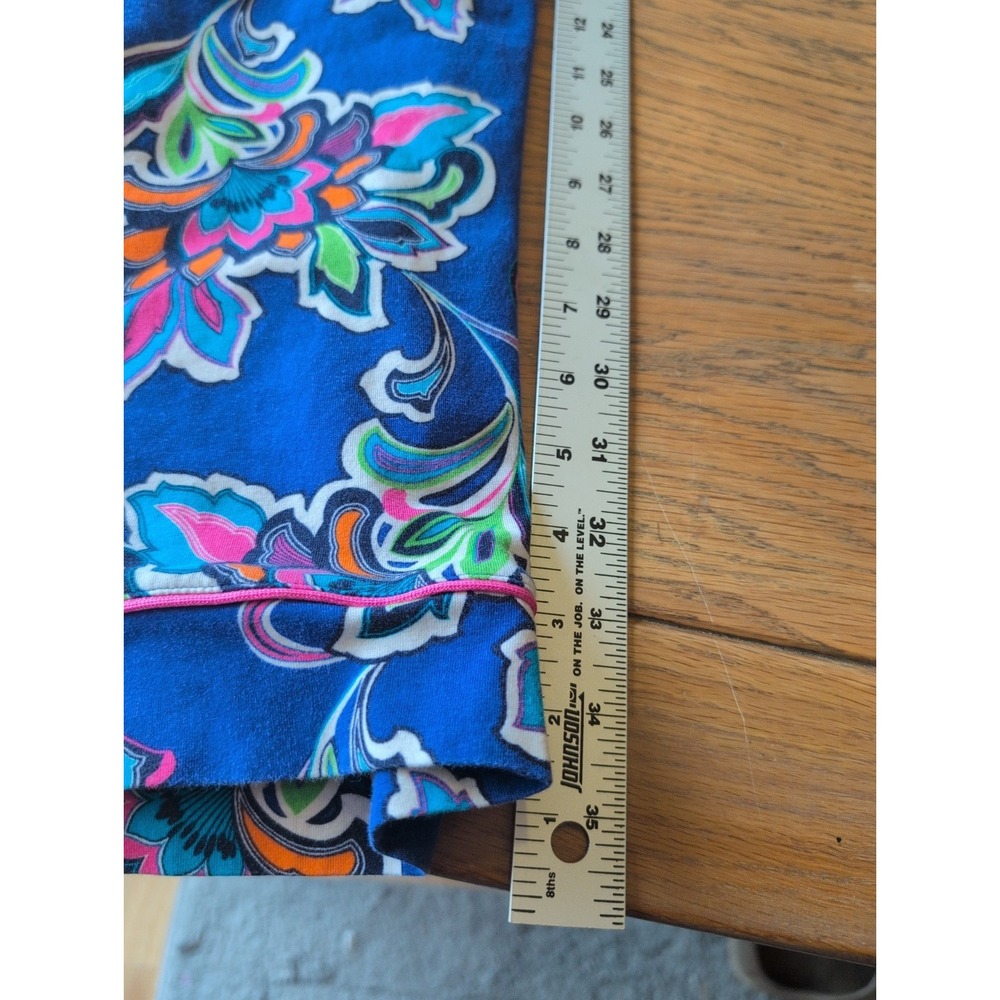Bed Head Trina Turk PJ Set Blue Floral Womens 2X Short Sleeve Top 3X Crop Pants - Picture 8 of 9